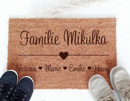 Personalisierte Fußmatte - "Familie-Herz"